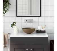 vidaXL Lavandino da Bagno in Ceramica Crema Opaco Rotondo