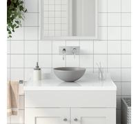 vidaXL Lavandino da Bagno Lavello per Bagno Lavabo per Toilette Sanitari Prodotti per Bagno Vaschetta in Ceramica Grigio Chiaro Rotondo