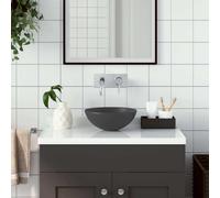 vidaXL Lavandino da Bagno in Ceramica Grigio Scuro Rotondo