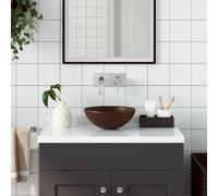 AX Lavabo Ceramica Bagno Lavanderia Rotondo Lavandino 28x10cm Marrone New 146984