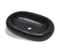 vidaXL Lavandino da bagno in ceramica ovale nero