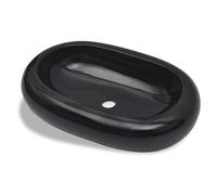 vidaXL Lavandino da bagno in ceramica ovale nero