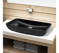 Lavandino da bagno in ceramica nera rettangolare