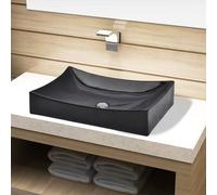 vidaXL Lavandino da bagno in ceramica nera rettangolare