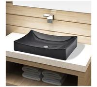 vidaXL Lavandino da bagno in ceramica nera rettangolare
