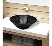 vidaXL Lavandino da bagno in ceramica nera rotondo