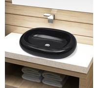 vidaXL Lavandino da bagno in ceramica ovale nero