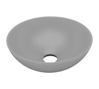 vidaXL Lavandino da Bagno Lavello per Bagno Lavabo per Toilette Sanitari Prodotti per Bagno Vaschetta in Ceramica Grigio Chiaro Rotondo