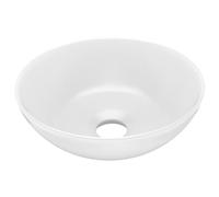 vidaXL Lavandino da Bagno Lavello per Bagno Lavabo per Toilette Sanitari Prodotti per Bagno Vaschetta in Ceramica Bianco Opaco Rotondo