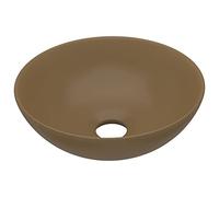 vidaXL Lavandino da Bagno Lavello per Bagno Lavabo per Toilette Sanitari Prodotti per Bagno Vaschetta in Ceramica Crema Opaco Rotondo