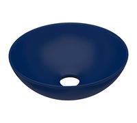 vidaXL Lavandino da Bagno Lavello per Bagno Lavabo per Toilette Sanitari Prodotti per Bagno Vaschetta in Ceramica Blu Scuro Rotondo