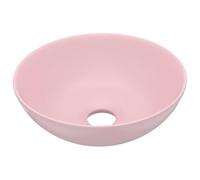 vidaXL Lavandino da Bagno Lavello per Bagno Lavabo per Toilette Sanitari Prodotti per Bagno Vaschetta in Ceramica Rosa Opaco Rotondo