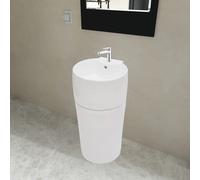 vidaXL Lavandino in Ceramica Bianca Rotondo Foro Rubinetto/ Trabocco