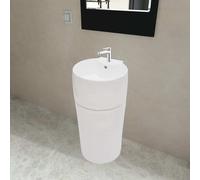 vidaXL Lavandino in Ceramica Bianca Rotondo Foro Rubinetto/ Trabocco