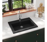 vidaXL Lavandino in Granito 600x450x120 mm Nero