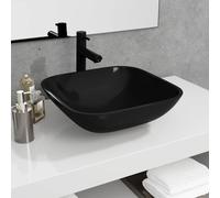 vidaXL Lavandino in Vetro 42x42x14 cm Nero