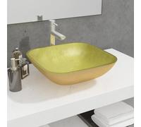 vidaXL Lavandino in Vetro 42x42x14 cm Oro