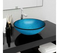 vidaXL Lavandino in Vetro Temperato 42x14 cm Blu