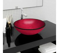 vidaXL Lavandino in Vetro Temperato 42x14 cm Rosso