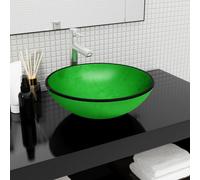 vidaXL Lavandino in Vetro Temperato 42x14 cm Verde