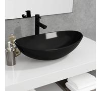 VidaXL Lavandino in Vetro Temperato 54,5x35x15,5 cm Nero