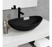 VidaXL Lavandino in Vetro Temperato 54,5x35x15,5 cm Nero