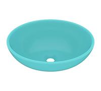 vidaXL Lavandino Lusso Lavello per Bagno Lavabo per Toilette Sanitari Prodotti per Bagno Vaschetta Ovale Verde Chiaro Opaco 40x33 cm in Ceramica