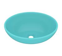 vidaXL Lavandino Lusso Lavello per Bagno Lavabo per Toilette Sanitari Prodotti per Bagno Vaschetta Ovale Verde Chiaro Opaco 40x33 cm in Ceramica
