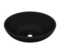 vidaXL Lavandino Lusso Lavello per Bagno Lavabo per Toilette Sanitari Prodotti per Bagno Vaschetta Ovale Nero Opaco 40x33 cm in Ceramica