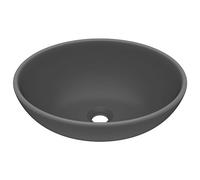 vidaXL Lavandino Lusso Ovale Grigio Scuro Opaco 40x33 cm in Ceramica