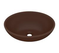 vidaXL Lavandino Lusso Lavello per Bagno Lavabo per Toilette Sanitari Prodotti per Bagno Vaschetta Ovale Marrone Scuro Opaco 40x33 cm in Ceramica