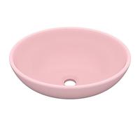 vidaXL Lavandino Lusso Lavello per Bagno Lavabo per Toilette Sanitari Prodotti per Bagno Vaschetta Ovale Rosa Opaco 40x33 cm in Ceramica