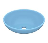vidaXL Lavandino Lusso Lavello per Bagno Lavabo per Toilette Sanitari Prodotti per Bagno Vaschetta Ovale Azzurro Opaco 40x33 cm in Ceramica