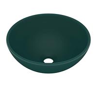 vidaXL Lavandino Lusso Rotondo Verde Scuro Opaco 32,5x14 cm Ceramica