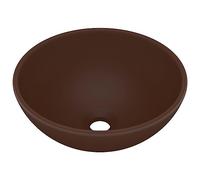 vidaXL Lavandino Lusso Lavello per Bagno Lavabo per Toilette Sanitari Prodotti per Bagno Vaschetta Rotondo Marrone Scuro Opaco 32,5x14 cm Ceramica