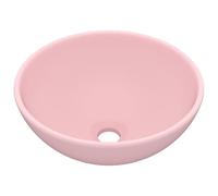 vidaXL Lavandino Lusso Lavello per Bagno Lavabo per Toilette Sanitari Prodotti per Bagno Vaschetta Rotondo Rosa Opaco 32,5x14 cm in Ceramica