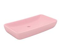 vidaXL Lavandino Lusso Lavello per Bagno Lavabo per Toilette Sanitari Prodotti per Bagno Vaschetta Rettangolare Rosa Opaco 71x38 cm in Ceramica