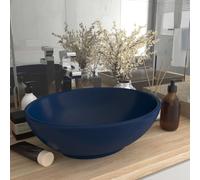 vidaXL Lavandino Lusso Ovale Blu Scuro Opaco 40x33 cm in Ceramica