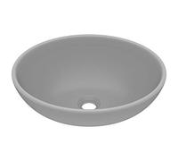 vidaXL Lavandino Lusso Lavello per Bagno Lavabo per Toilette Sanitari Prodotti per Bagno Vaschetta Ovale Grigio Chiaro Opaco 40x33 cm in Ceramica