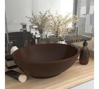 vidaXL Lavandino Lusso Ovale Marrone Scuro Opaco 40x33 cm in Ceramica