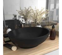 vidaXL Lavandino Lusso Ovale Nero Opaco 40x33 cm in Ceramica