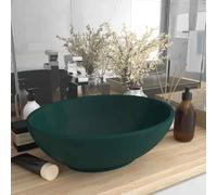 vidaXL Lavandino Lusso Ovale Verde Scuro Opaco 40x33 cm in Ceramica