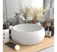 vidaXL Lavandino Lusso Rotondo Lavello per Bagno Lavabo per Toilette Sanitari Prodotti per Bagno Vaschetta Bianco Opaco 40x15 cm in Ceramica