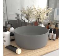 vidaXL Lavandino Lusso Rotondo Grigio Chiaro Opaco 40x15cm in Ceramica
