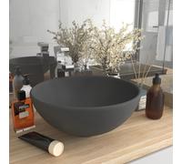 vidaXL Lavandino Lusso Rotondo Grigio Scuro Opaco 32,5x14 cm Ceramica