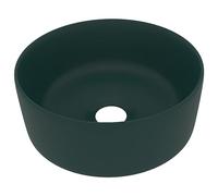 vidaXL Lavandino Lusso Rotondo Lavello per Bagno Lavabo per Toilette Sanitari Prodotti per Bagno Vaschetta Verde Scuro Opaco 40x15 cm in Ceramica