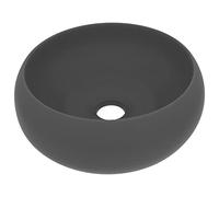 vidaXL Lavandino Lusso Rotondo Lavello per Bagno Lavabo per Toilette Sanitari Prodotti per Bagno Vaschetta Grigio Scuro Opaco 40x15 cm in Ceramica