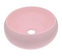 vidaXL Lavandino Lusso Rotondo Lavello per Bagno Lavabo per Toilette Sanitari Prodotti per Bagno Vaschetta Rosa Opaco 40x15 cm in Ceramica