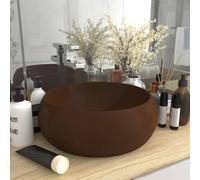 vidaXL Lavandino Lusso Rotondo Marrone Scuro Opaco 40x15cm in Ceramica