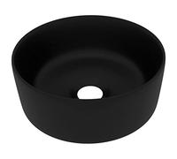 vidaXL Lavandino Lusso Rotondo Lavello per Bagno Lavabo per Toilette Sanitari Prodotti per Bagno Vaschetta Nero Opaco 40x15 cm in Ceramica